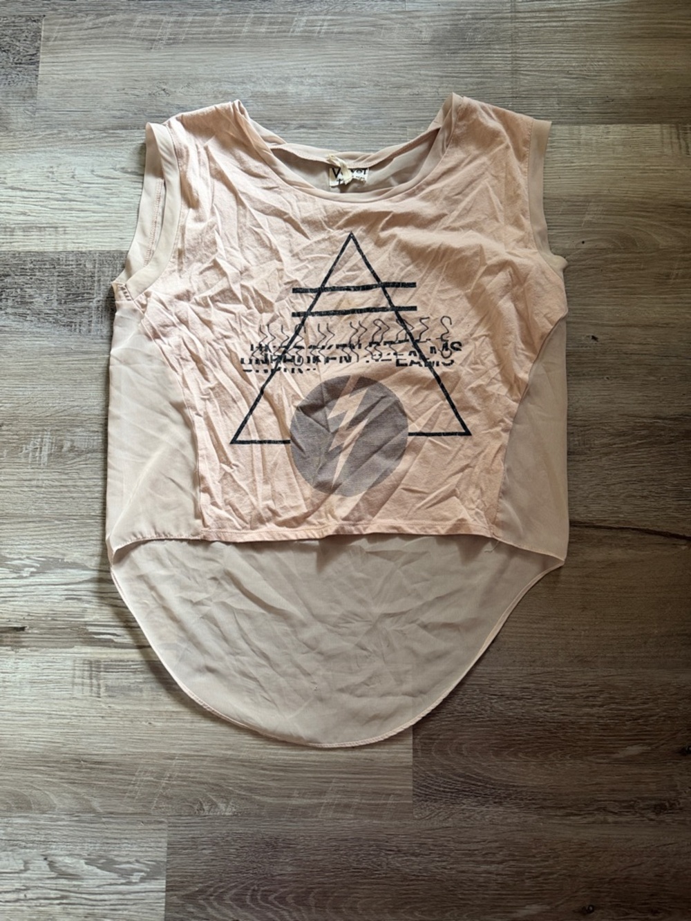 Light Pink Graphic Layered Hi-Low Tank Top